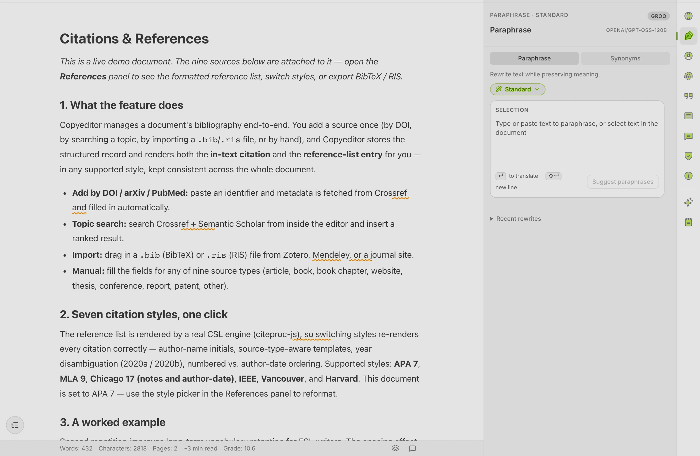 Rephrasing a sentence for academic register in Copyeditor