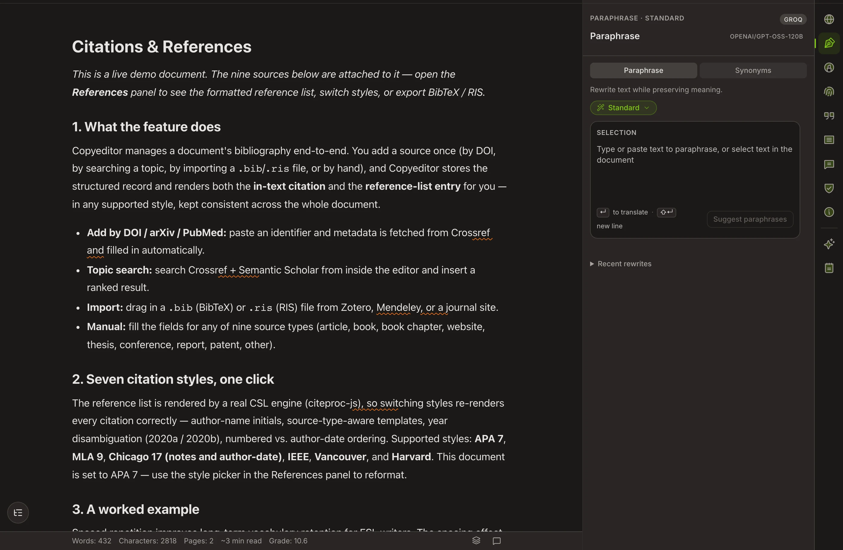 Rephrasing a sentence for academic register in Copyeditor