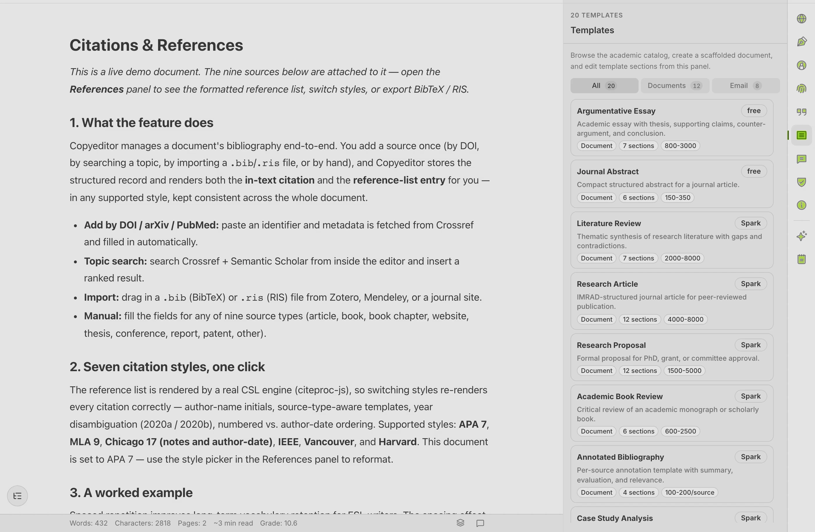 Exporting a finished paper to Word and PDF from Copyeditor